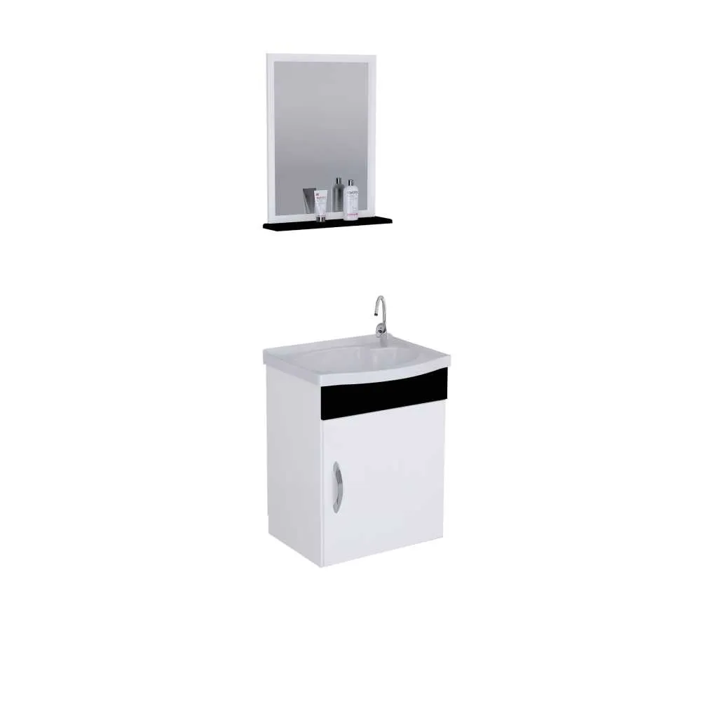 Kit Armário para Banheiro Siena 39cm Suspenso + Espelho + Pia